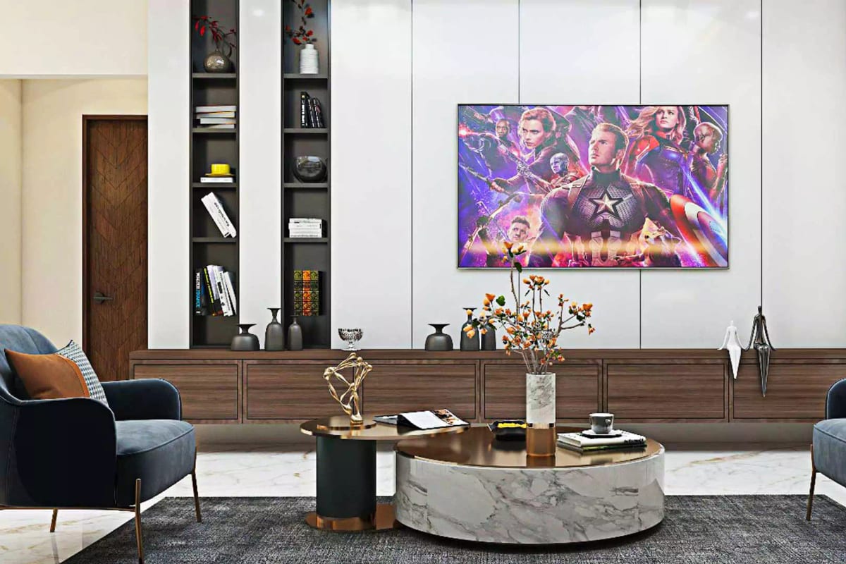 Abode Aravindam: Sample living room TV wall