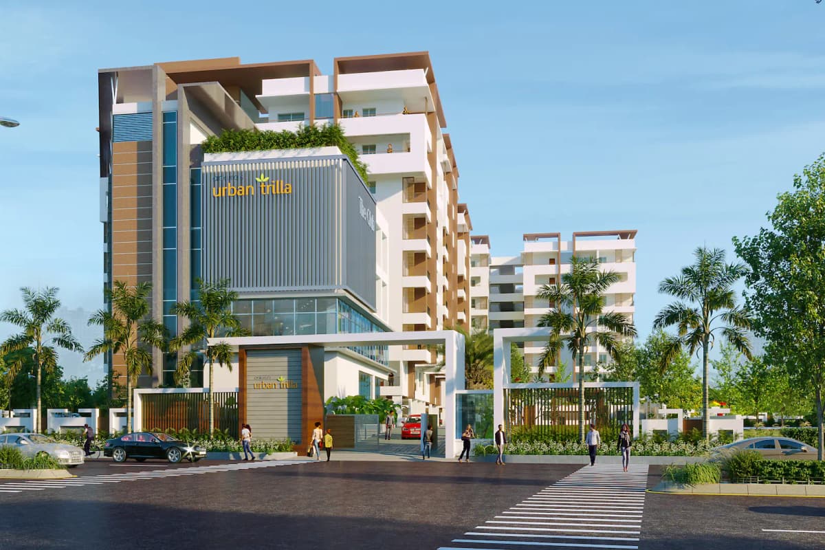 Ankura Urban Trilla: Entrance and clubhouse from the road (rendering)