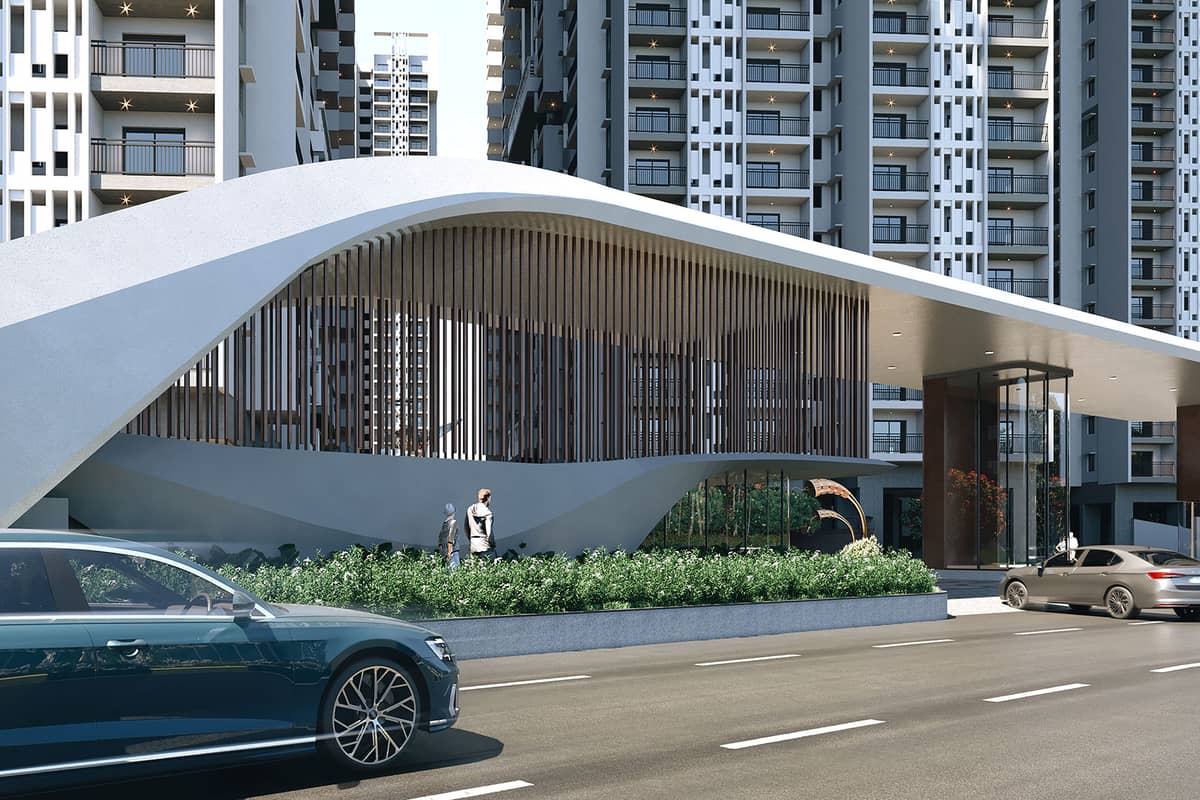 Anvita High 9: Entrance canopy and drive