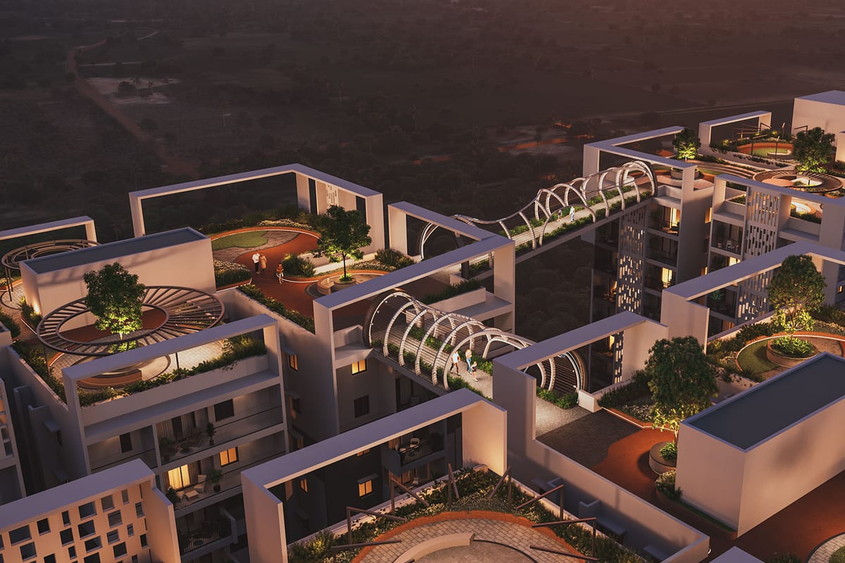 Anvita High 9: Tower terraces and skywalk from above