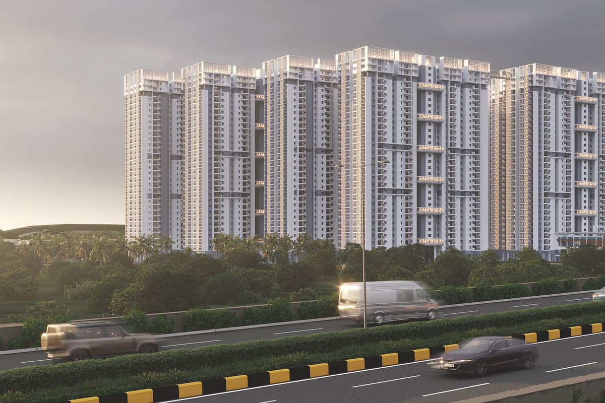 Anvita High 9: Towers seen from the Outer Ring Road