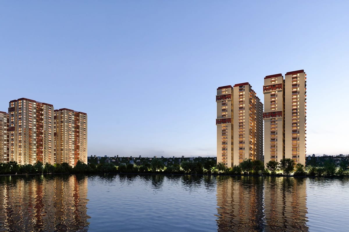 Aparna Greenscapes: Towers seen across the lake