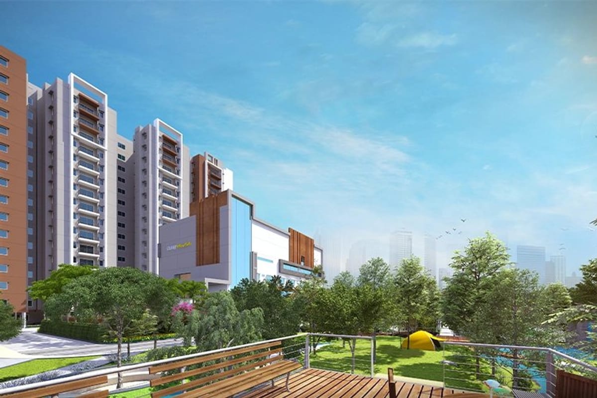 Aparna Kanopy Yellow Bells: Open landscaped area between towers (artist impression)