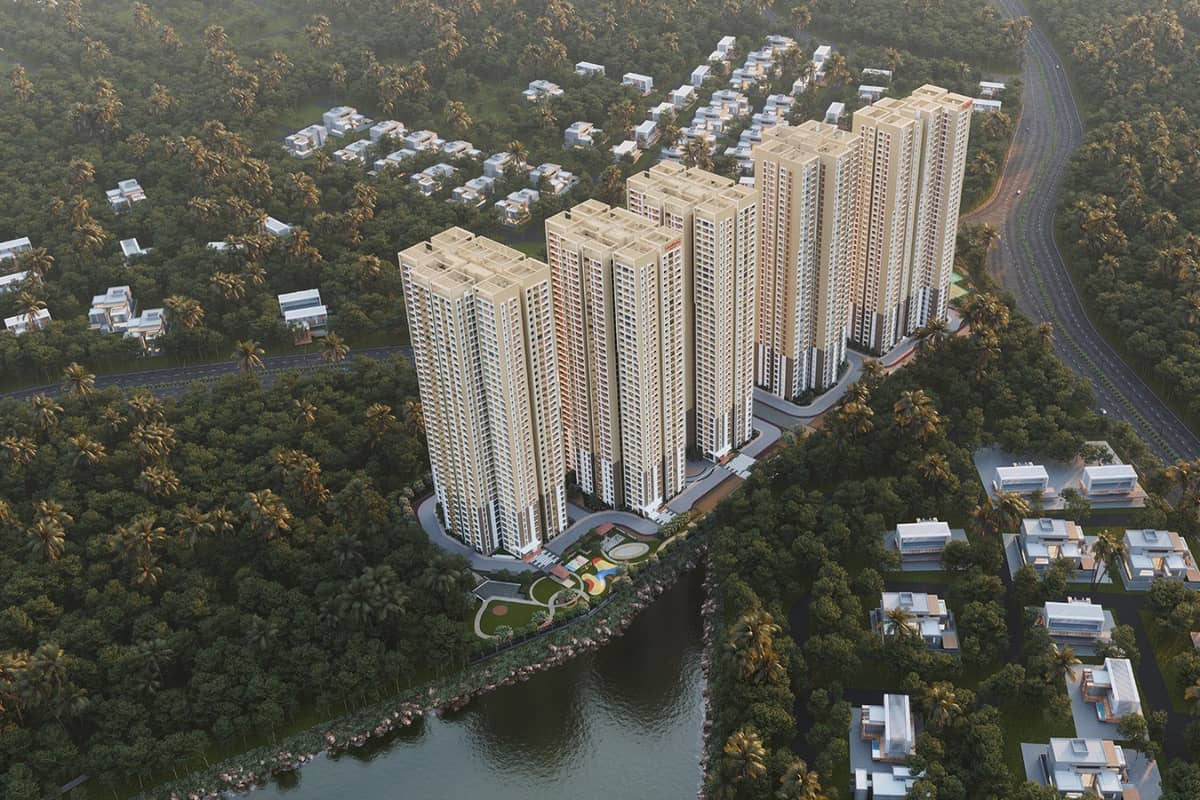 Aurobindo The Regent: Top aerial view of the towers