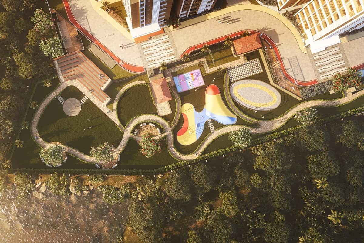 Aurobindo The Regent: Aerial view of the landscaped grounds