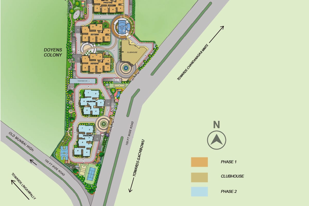 Aurobindo The Regent: Master plan with Phase 1, Phase 2 and clubhouse