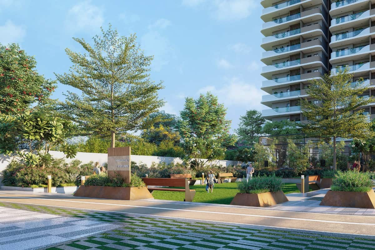 Breeze In The Courtyard: Central plaza and towers (rendering)