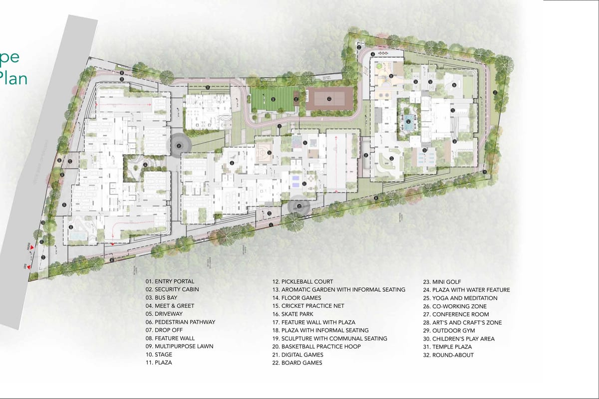 Breeze In The Courtyard: Landscape master plan with legend