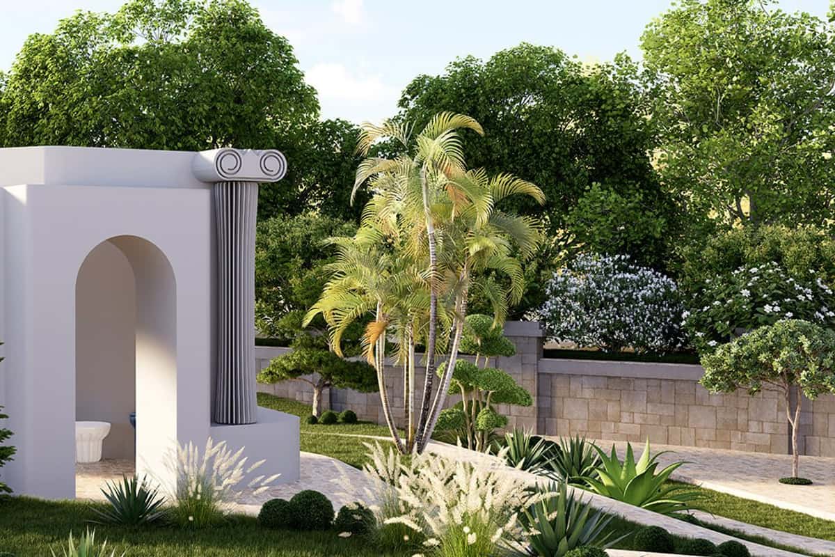 Bridge Epsilon: Garden with arched pavilion