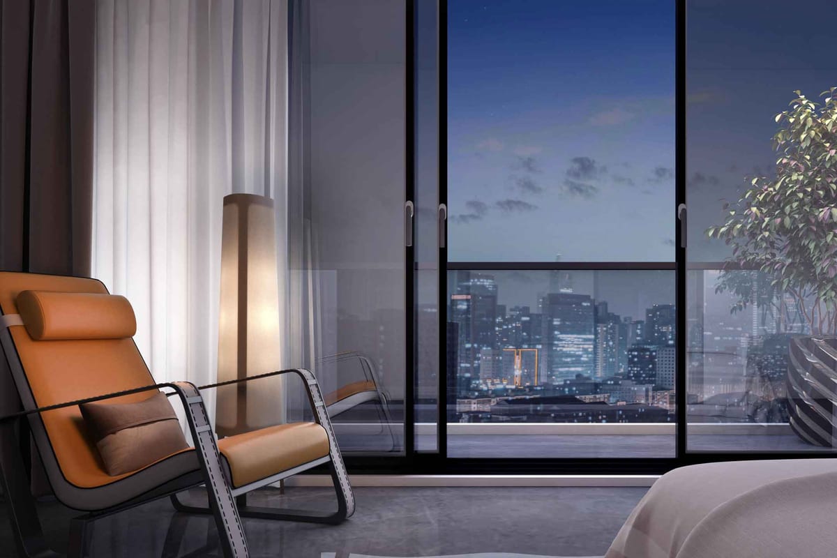 Casagrand Evon: Bedroom with balcony view