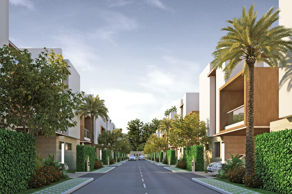 Keerthi Riverside: Internal road between villas