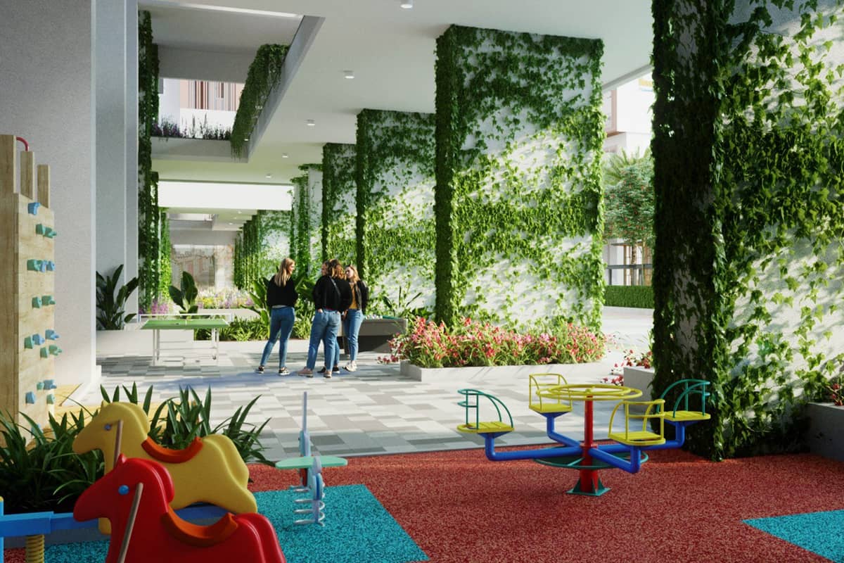 Lansum El Dorado: Podium play area with green walls