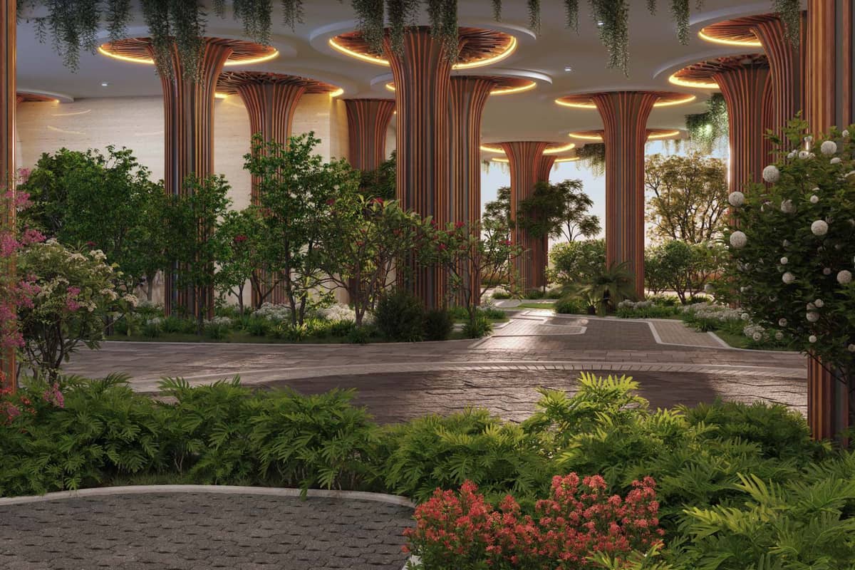 Lansum El Palacio: Garden under the pillars at stilt level