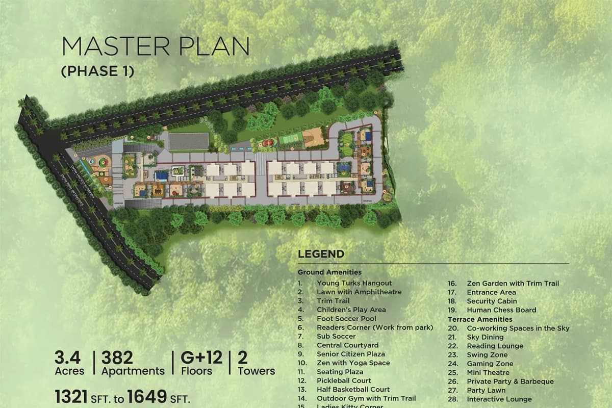 Urbanrise Opulence: Phase 1 master plan with amenity legend